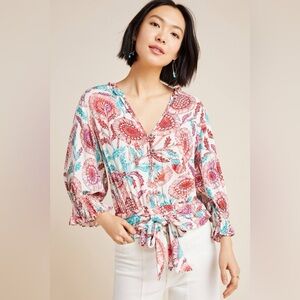 Anthropologie NWT Saraya Blouse Tugboat Printshop Medium